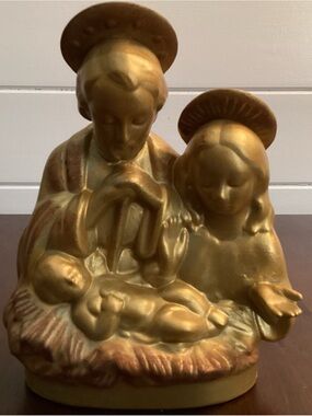 Gold Nativity Sculpture - Decorative Home Art